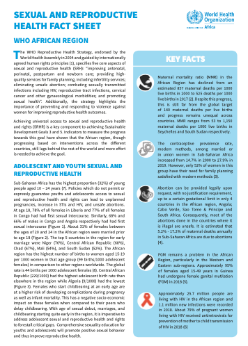 Sexual and Reproductive Health fact sheet OMS Escrit rio